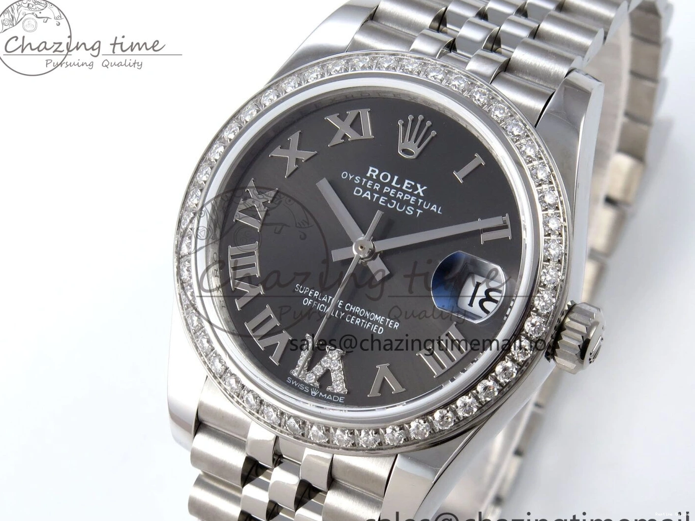 0119 DateJust 31 278384RBR JARF 1:1 Best Edition 904L Steel Gray Roman Diamonds Dial on SS Jubilee Bracelet HZ Classic 875